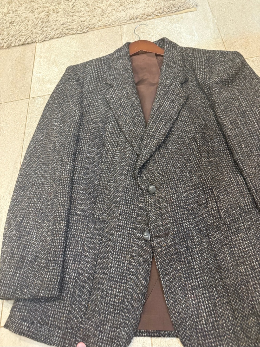 Men's brown Harris Tweed Textured Wool Blazer 42s